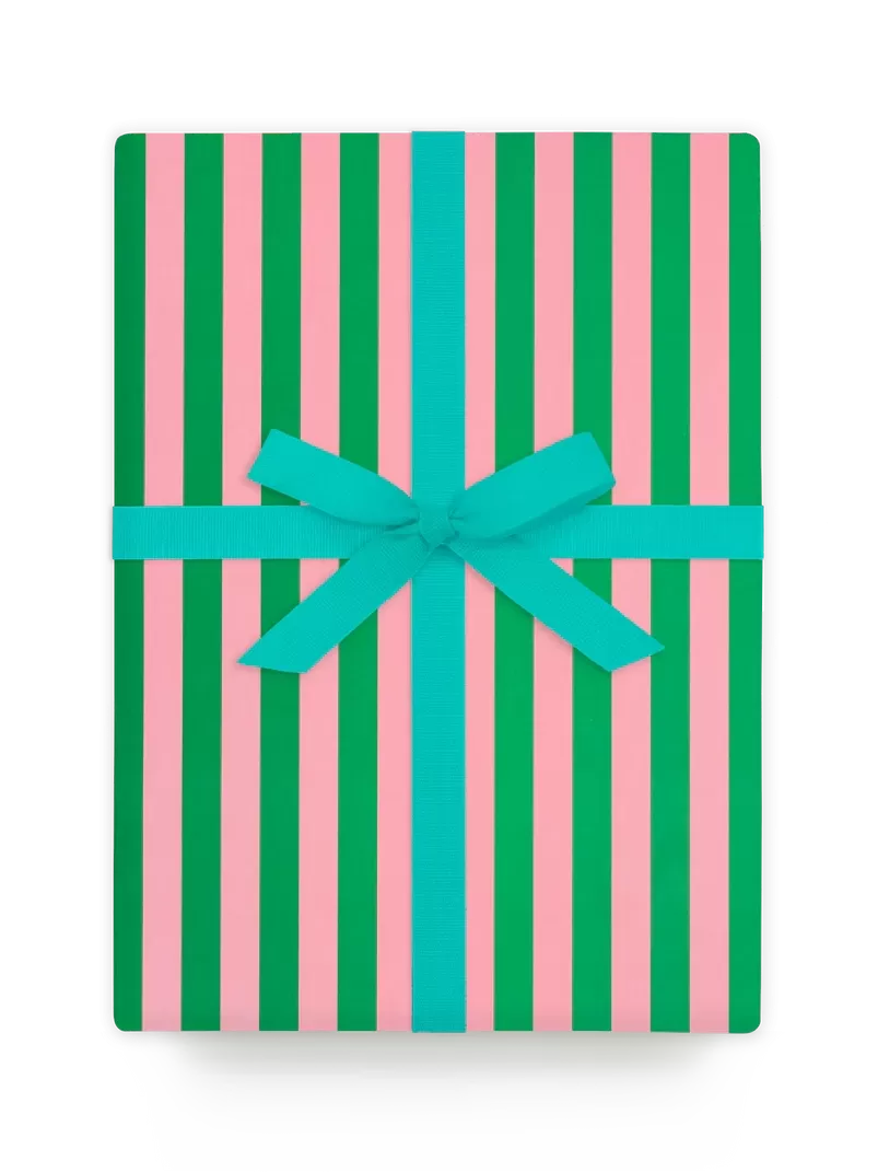 Pink & Green Stripes Wrapping Paper