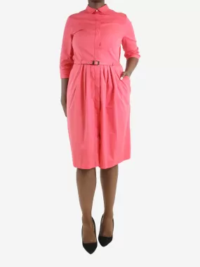 Pink belted shirt dress - size IT 46