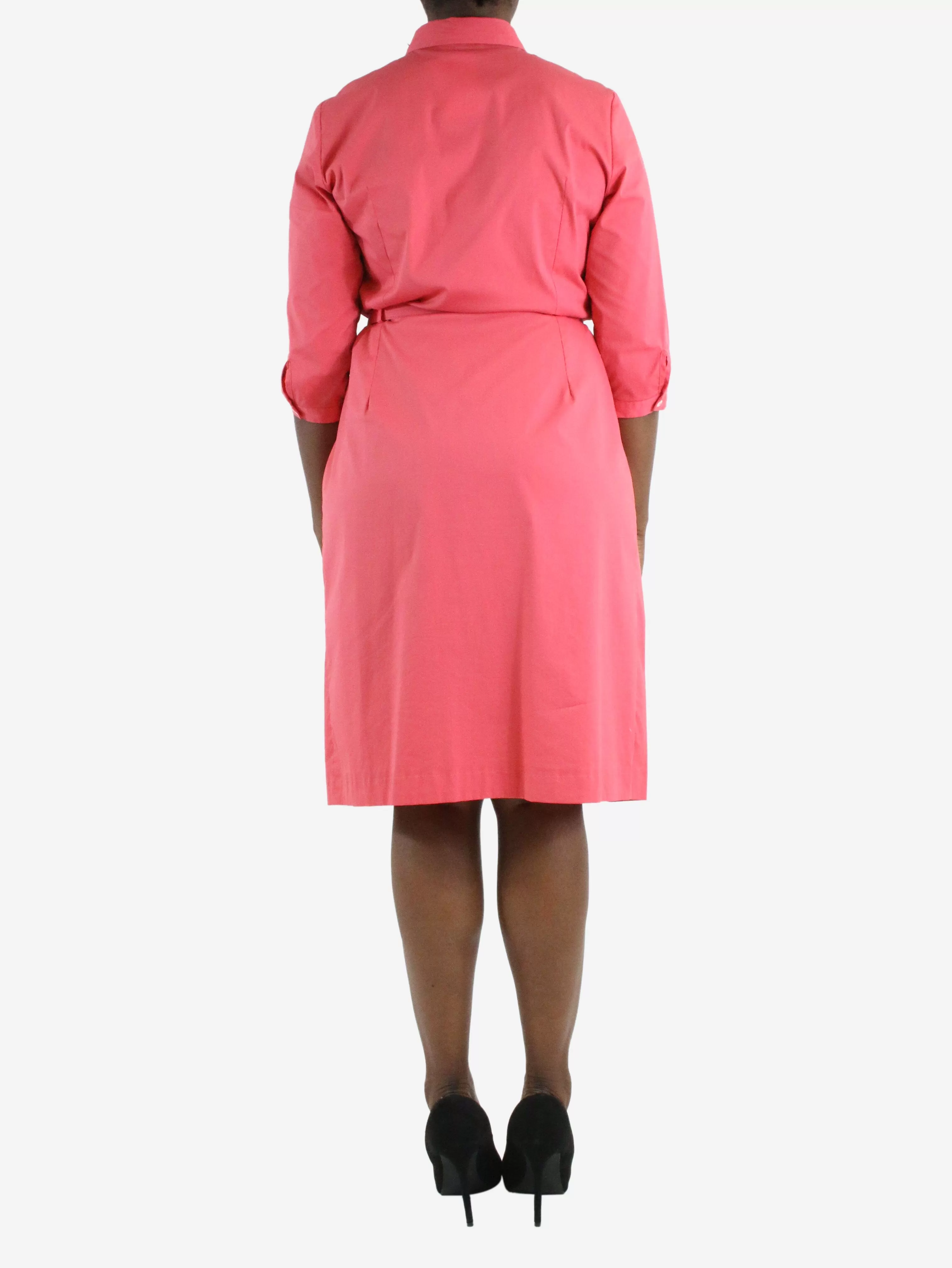 Pink belted shirt dress - size IT 46