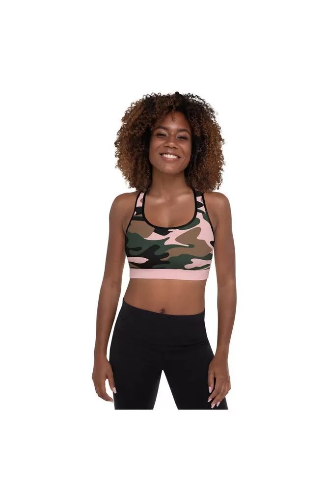 Pink Camouflage Padded Sports Bra