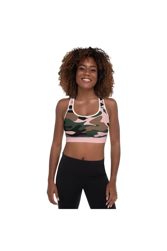 Pink Camouflage Padded Sports Bra