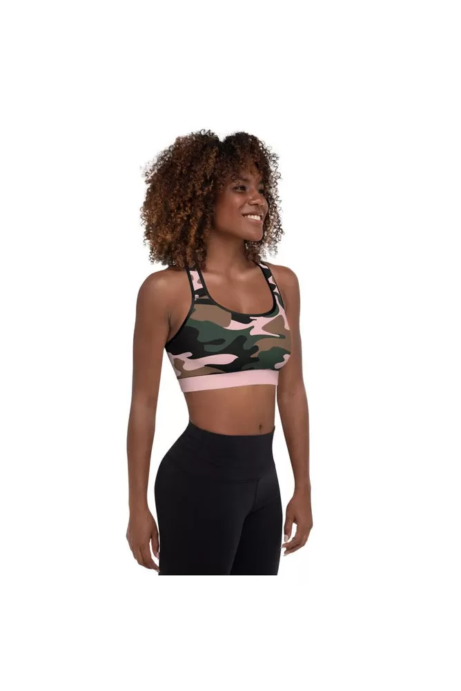 Pink Camouflage Padded Sports Bra