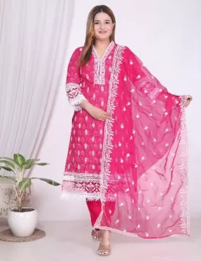 Pink Heavy Rayon Thread Work Embroidered Salwar Suit Set