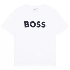 Playera BOSS blanca para nio y adolescente