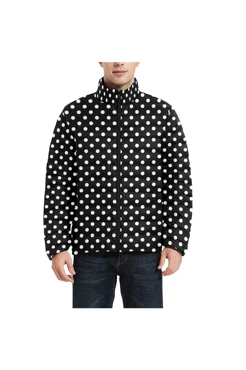 Polka Dot Unisex Stand Collar Padded Jacket