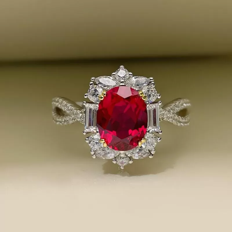 Precious Oval Crystal Ruby Resizable Ring