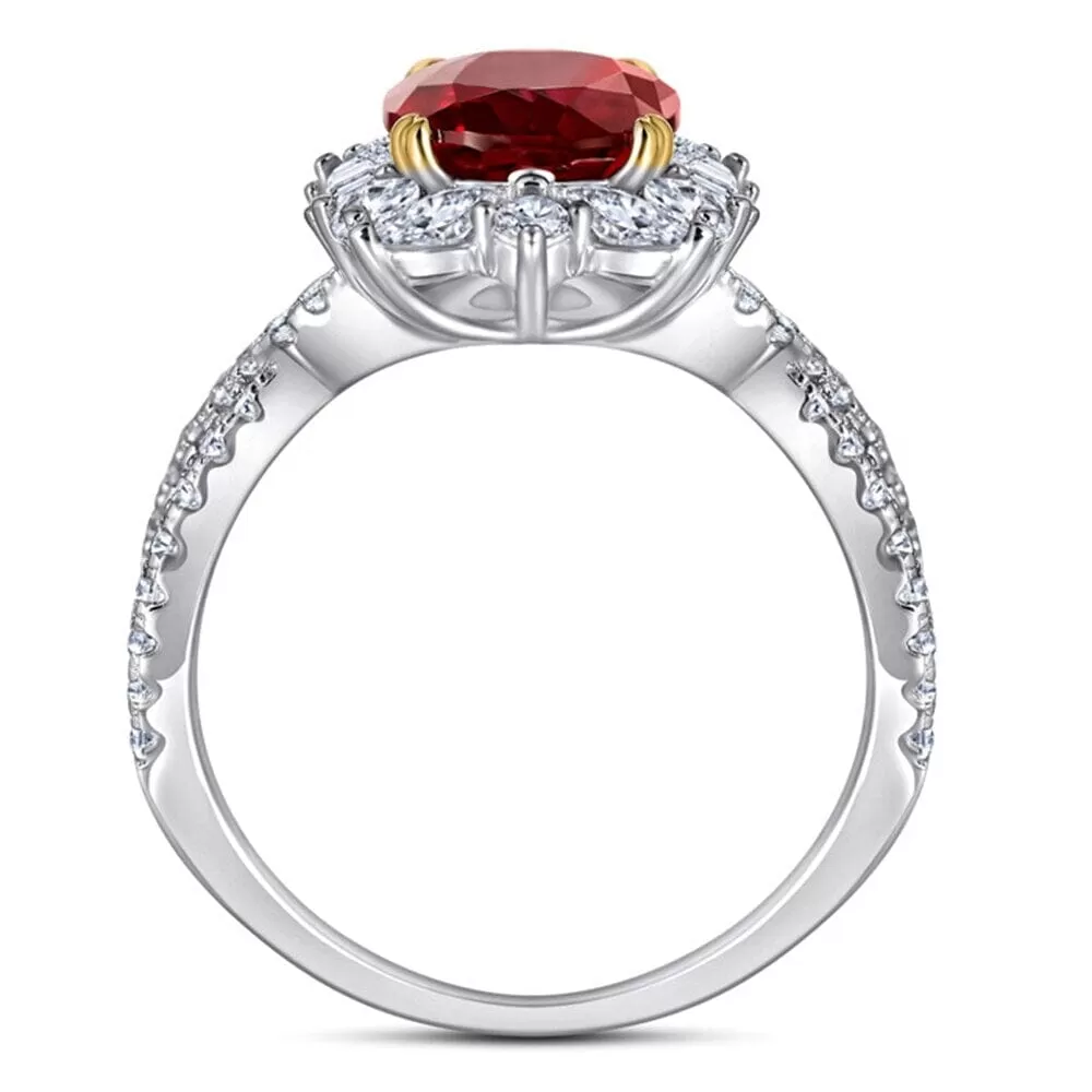 Precious Oval Crystal Ruby Resizable Ring