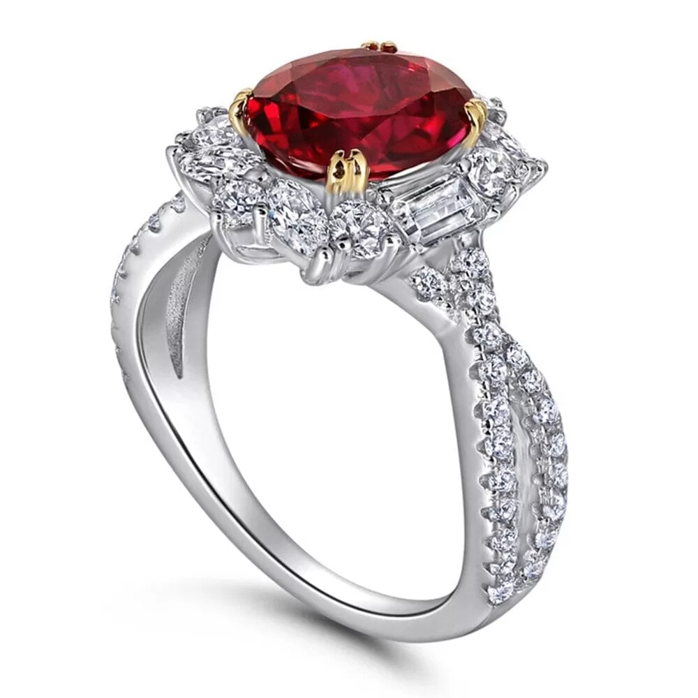 Precious Oval Crystal Ruby Resizable Ring