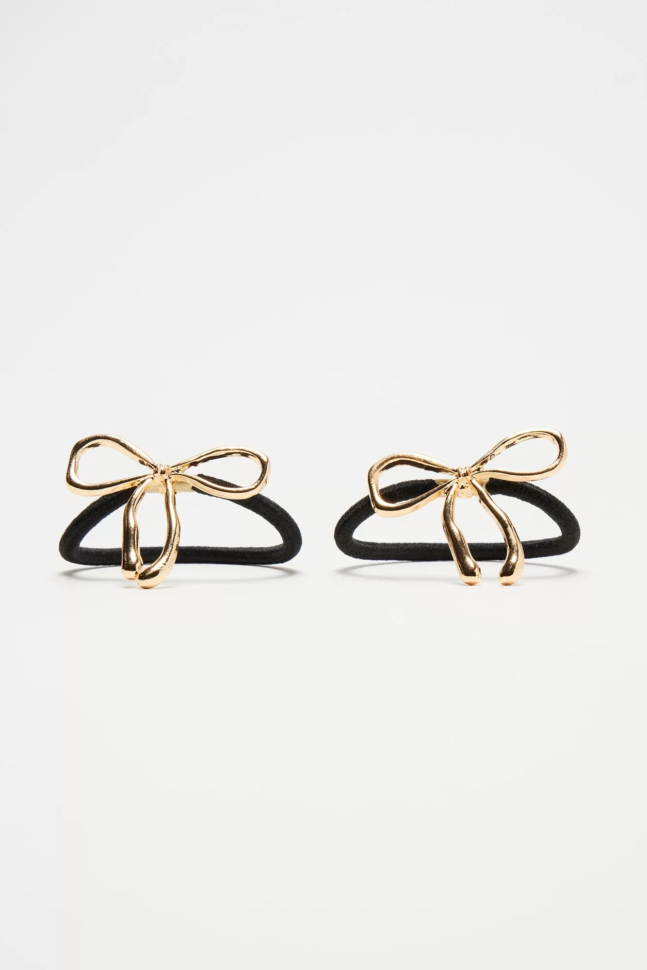 Preppy Chic Bow Scrunchie Set - Gold/Black