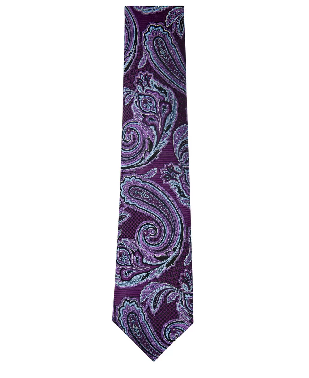 Purple and Sky Blue Paisley Silk Tie