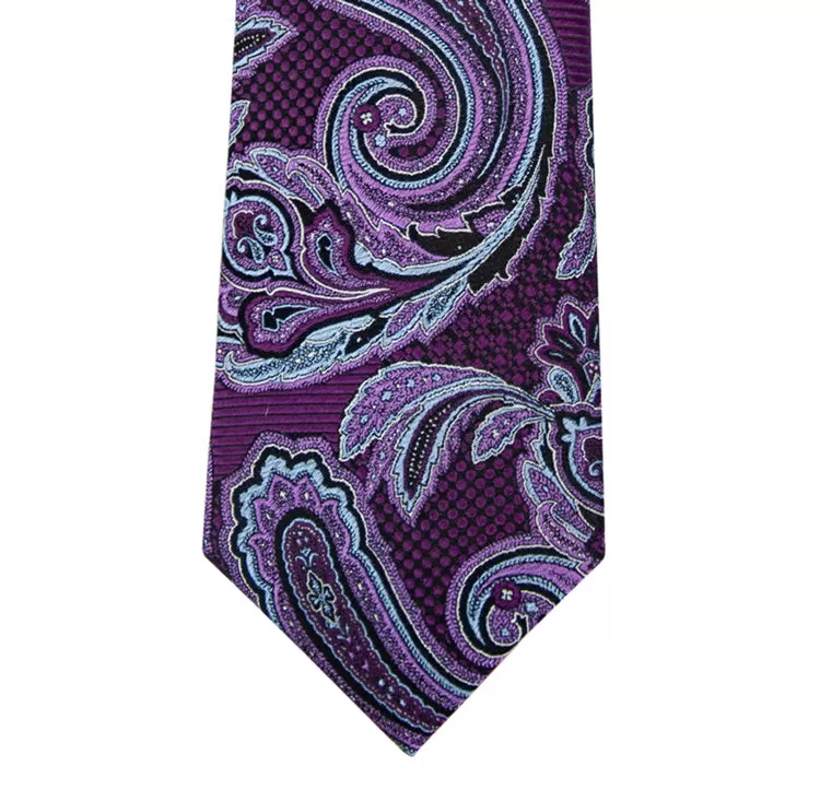 Purple and Sky Blue Paisley Silk Tie