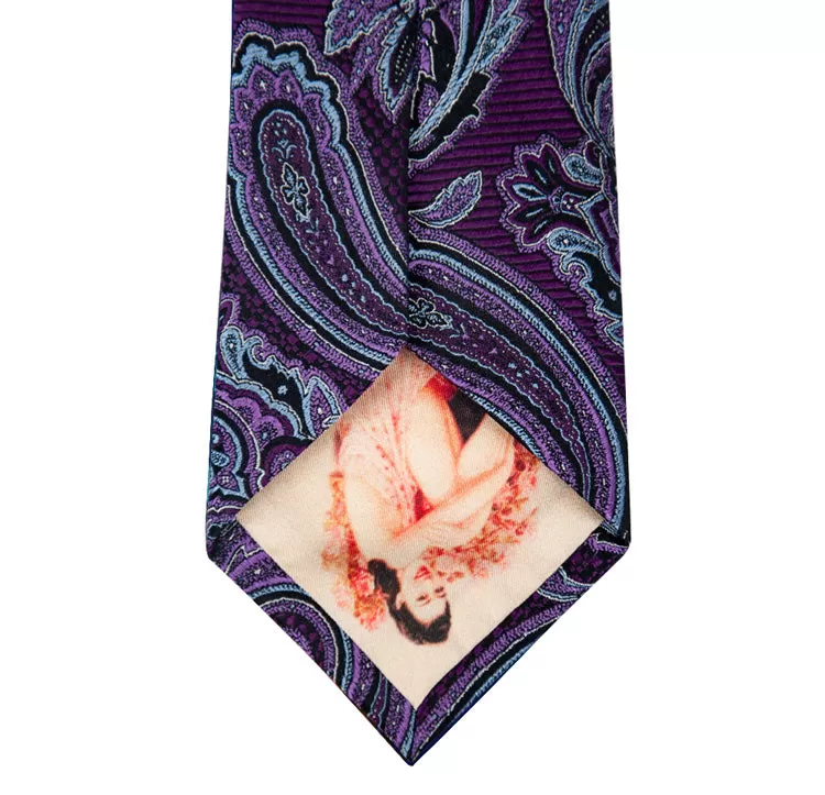 Purple and Sky Blue Paisley Silk Tie