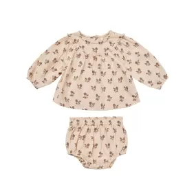 Quincy Mae Balloon Sleeve Blouse   Bloomer Set - Fig Flora