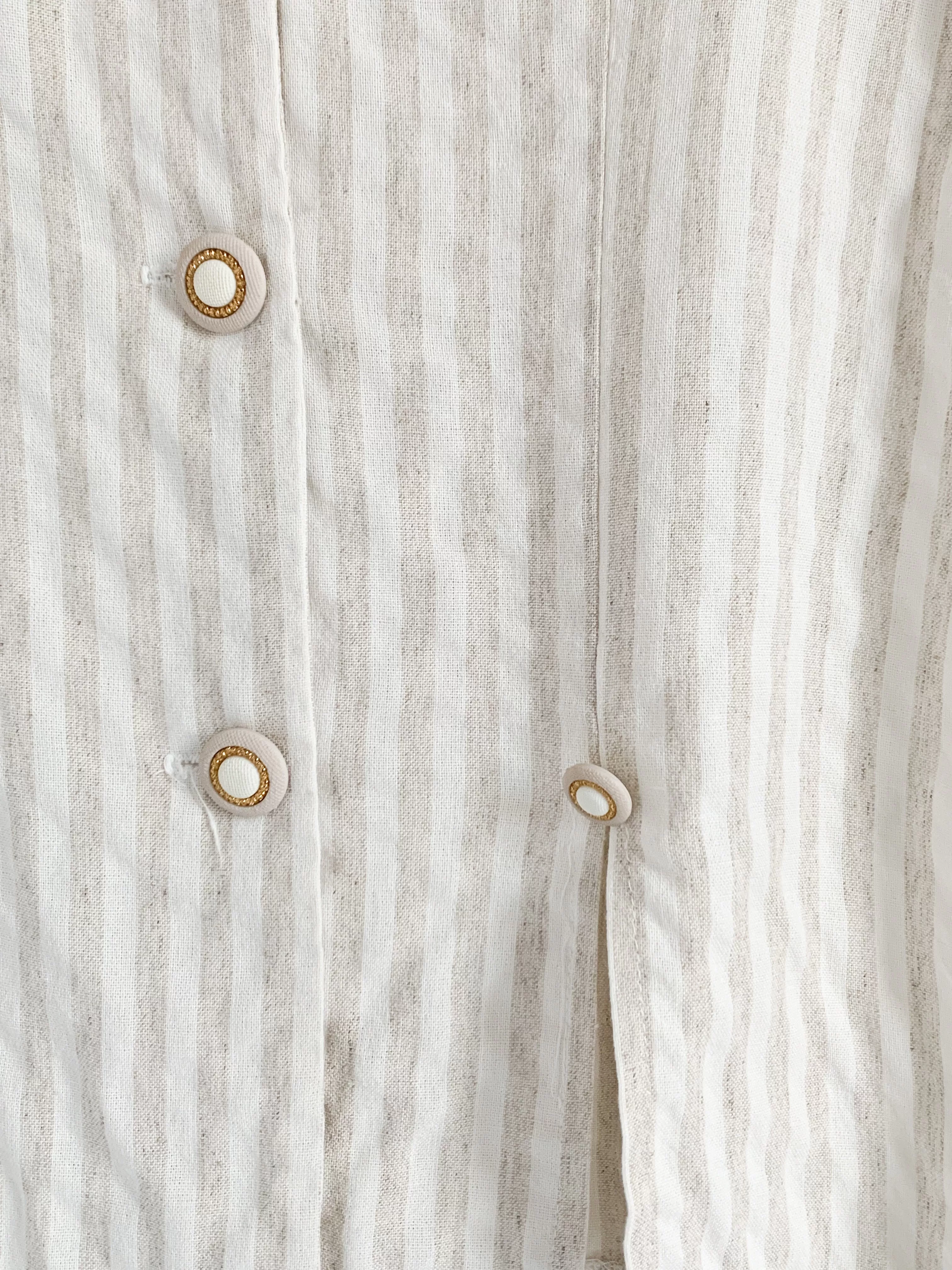 Reina Cream and Tan Striped Button Up