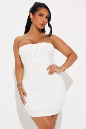 Ribbed Radiance Mini Dress - Cream