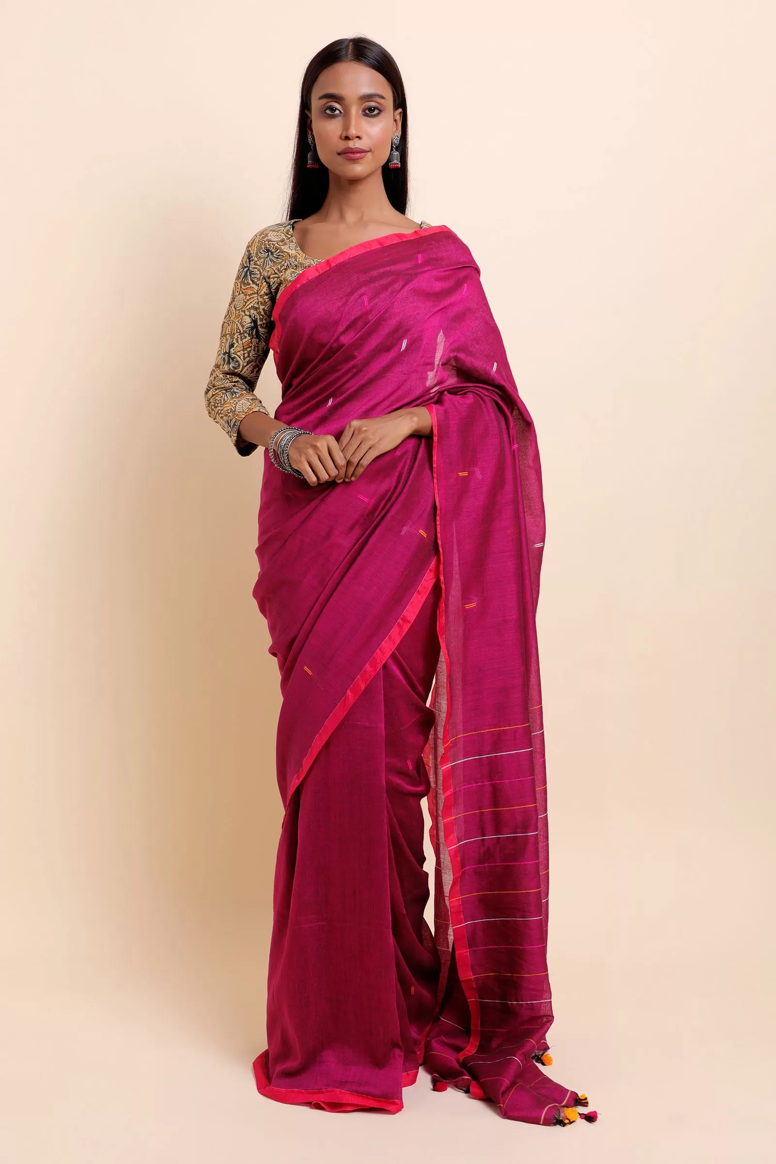 Romantic Magenta Cotton Saree