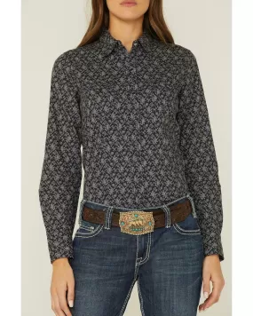 Roper Womens West Made Black Paisley Print Shirt