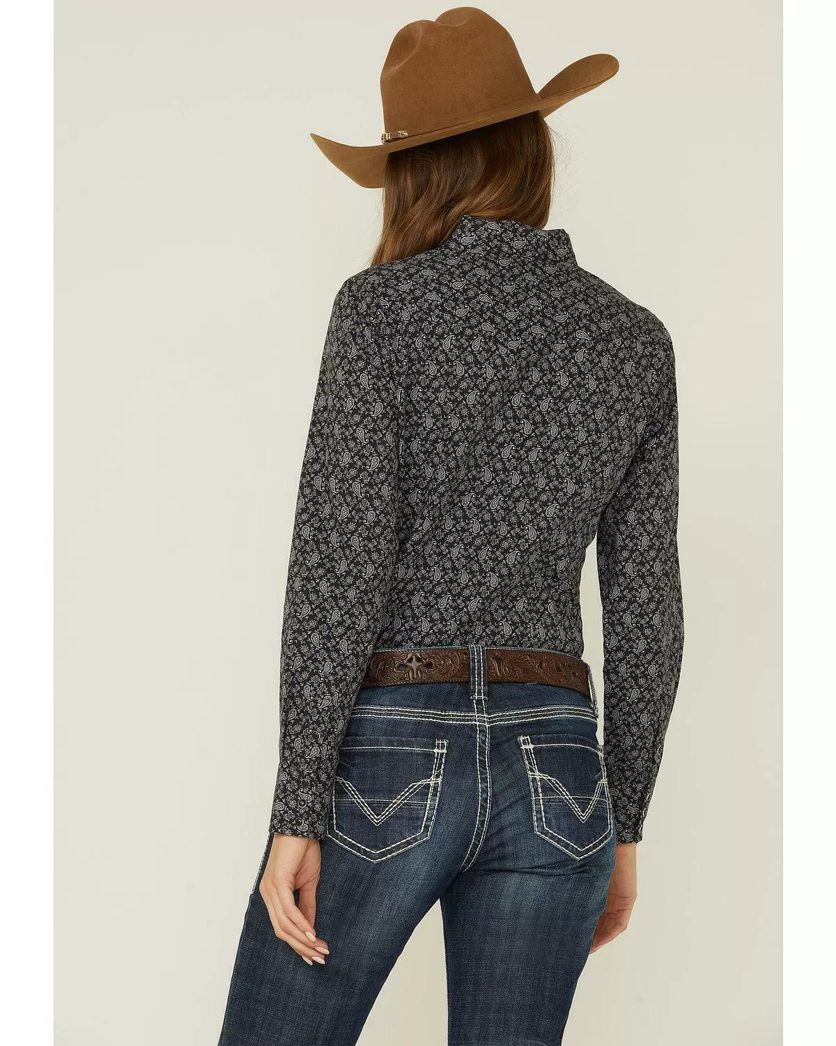 Roper Womens West Made Black Paisley Print Shirt