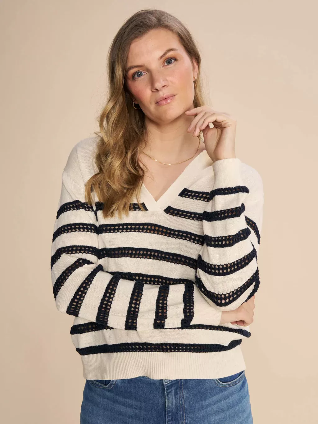 RORA STRIPE KNIT (ECRU) - MOS MOSH