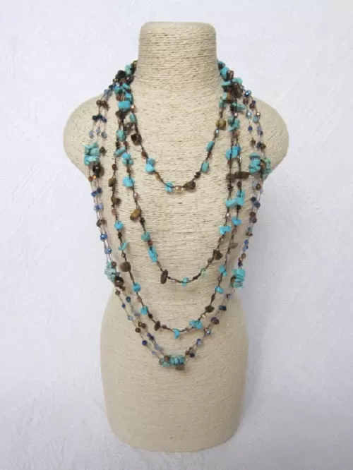 SALE - Long Beaded Necklace - Wide Variety of Bohemian Necklaces in Turquoise Blue Mix Tone!