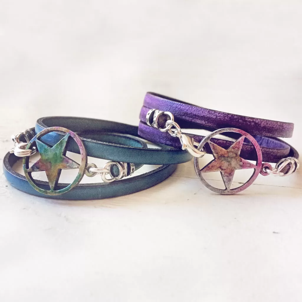 seeing stars // colourful leather multi wrap bracelet