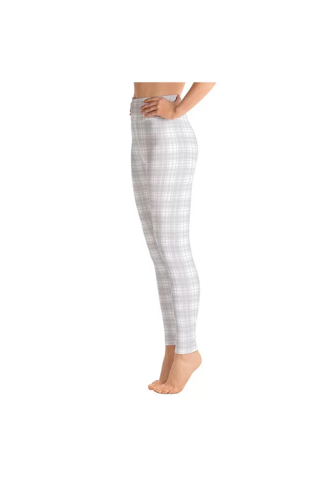 Silver & White Plaid Yoga Leggings