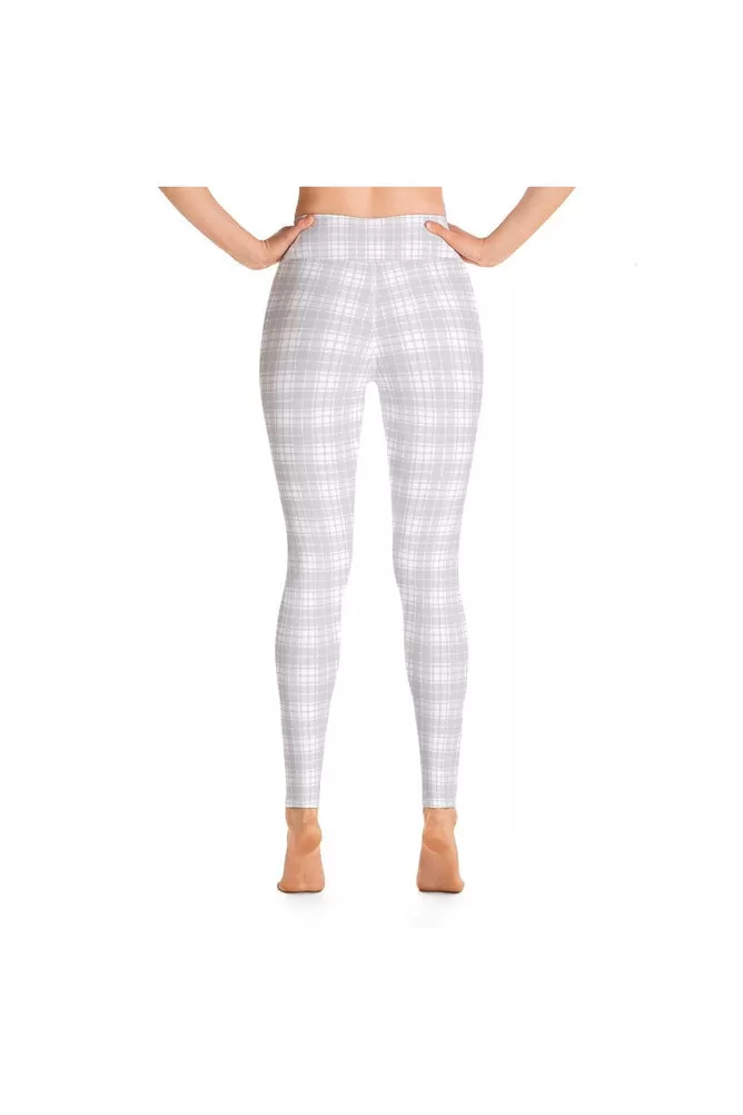 Silver & White Plaid Yoga Leggings