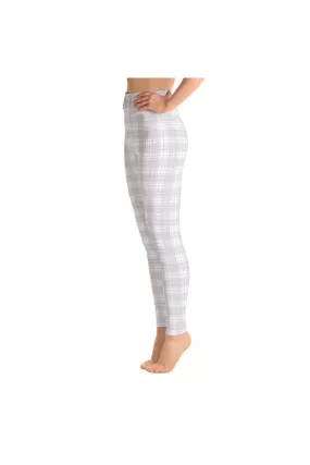 Silver & White Plaid Yoga Leggings