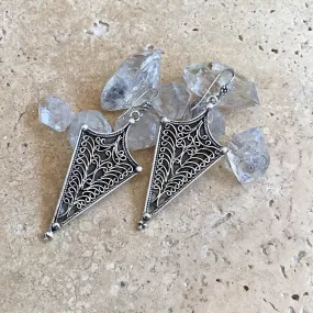 Silver Arrowhead Filigree Earrings