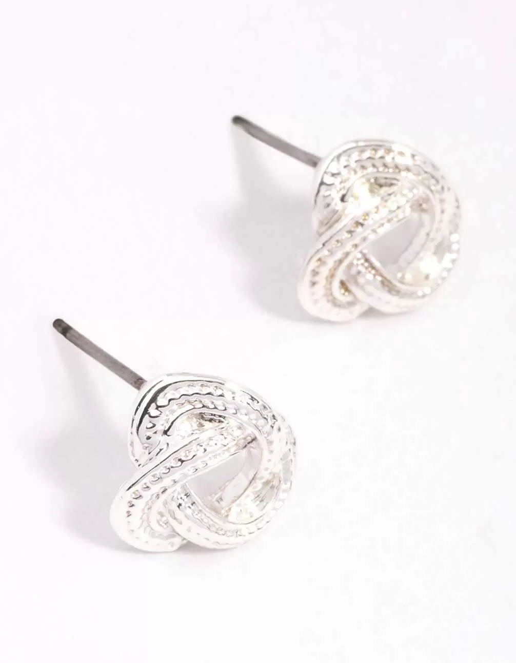 Silver Rope Knotted Stud Earrings