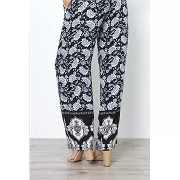 Simply Noelle Lotus Flower Palazzo Pant - Navy