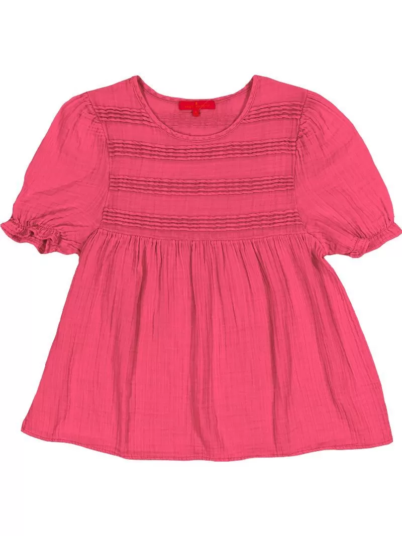 Simply Southern Gauze Babydoll Blouse in Hot Pink - Effortless Chic for Summer Days