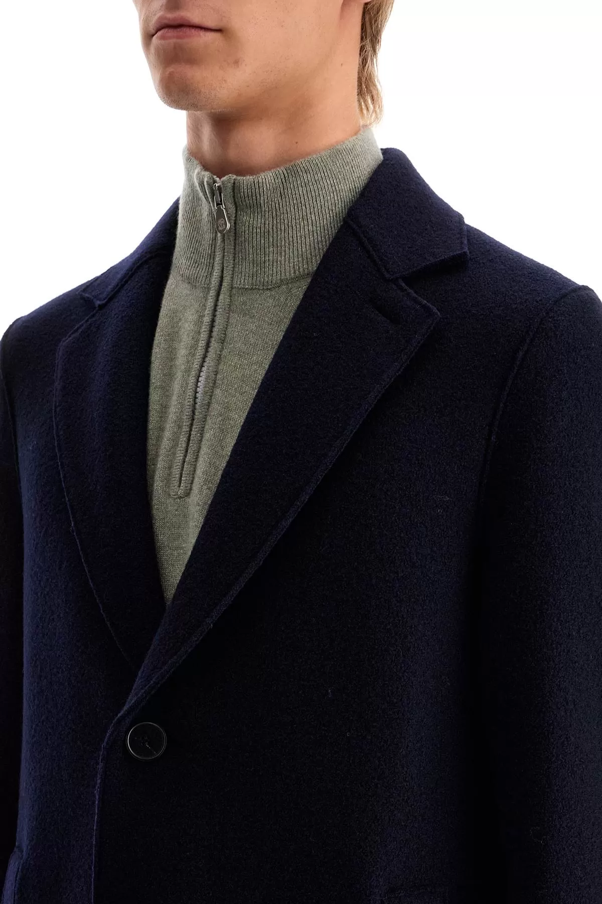 SINGLE-BREASTED WOOL COAT IN BOILED