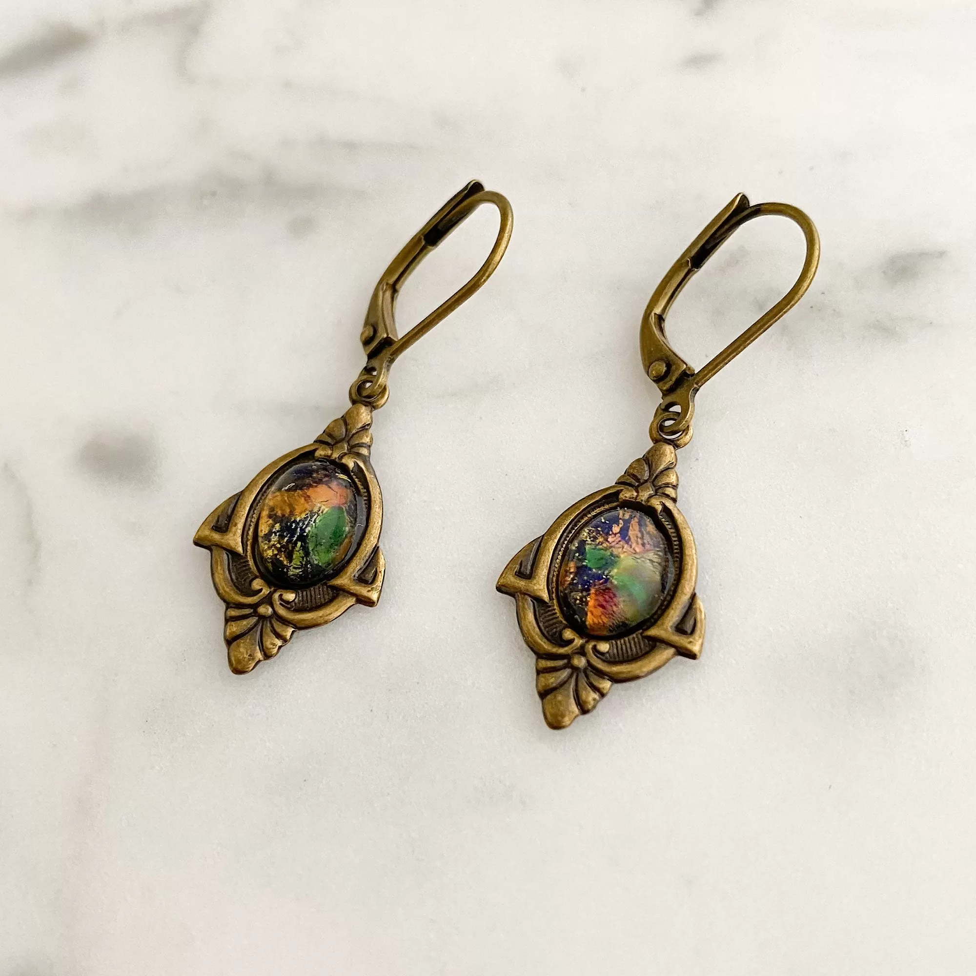 SKYLER Art Nouveau fire opal earrings