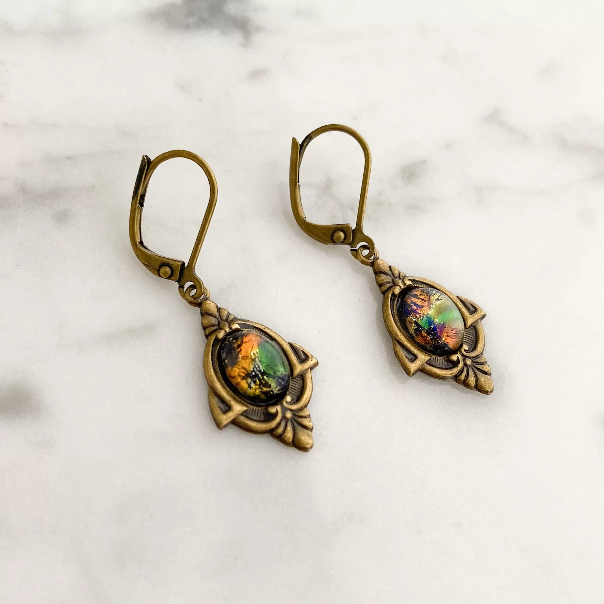 SKYLER Art Nouveau fire opal earrings