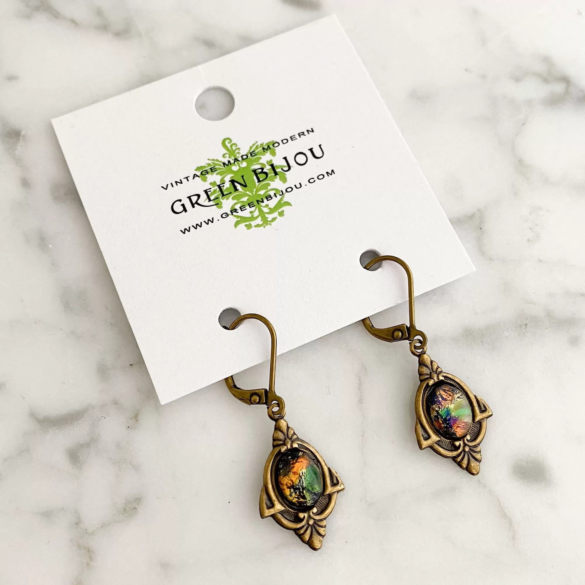 SKYLER Art Nouveau fire opal earrings