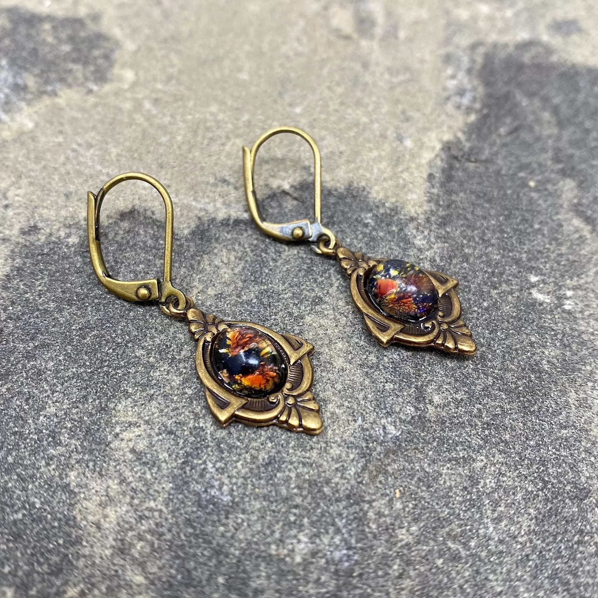 SKYLER Art Nouveau fire opal earrings