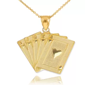 Solid 18K Gold Royal Flush Pendant