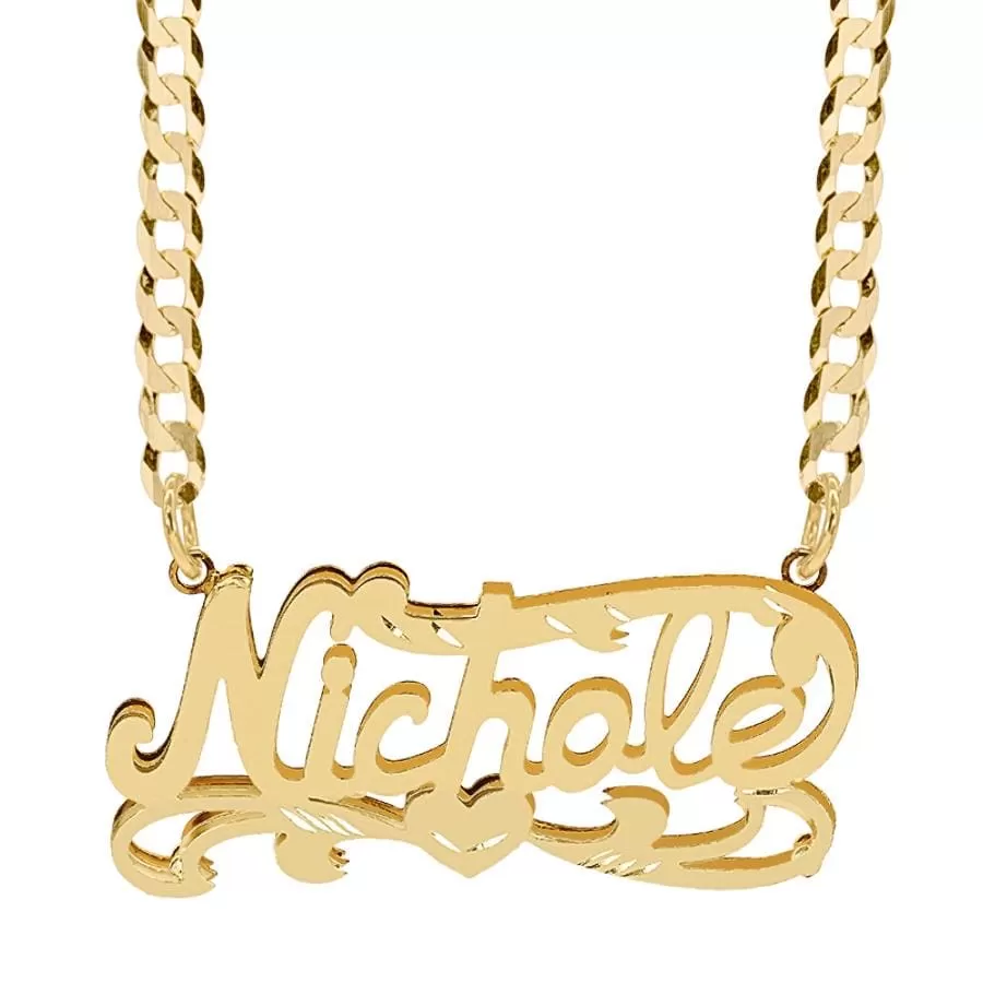 Solid Gold Double Diamond-cut Name Necklace