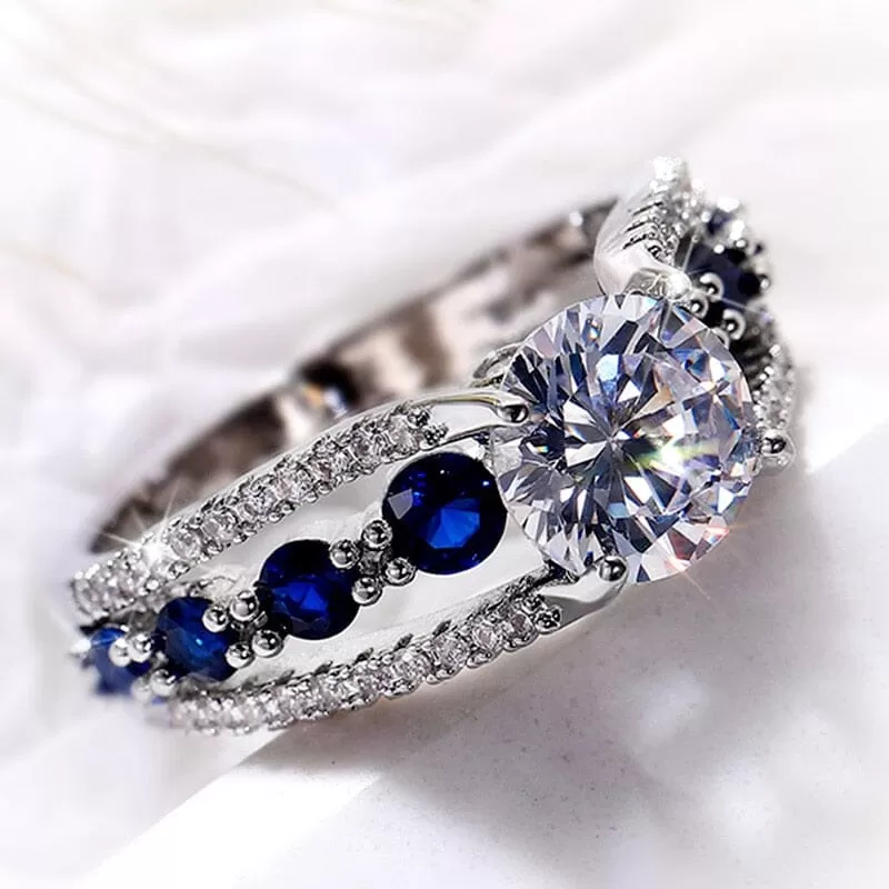 Special Novel Designed CZ  Sapphire Ring