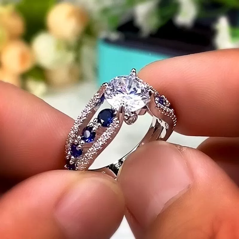 Special Novel Designed CZ  Sapphire Ring