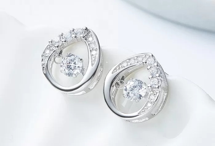 Sterling silver elegant dancing crystal earring