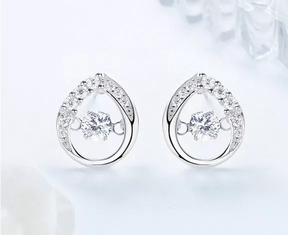 Sterling silver elegant dancing crystal earring