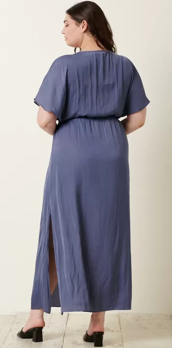 Sutton Satin Maxi Dress in Dusty Blue