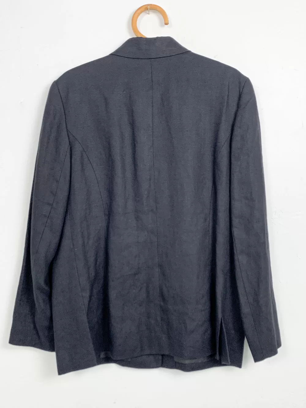 Talbots Black Linen Double Pocket Jacket