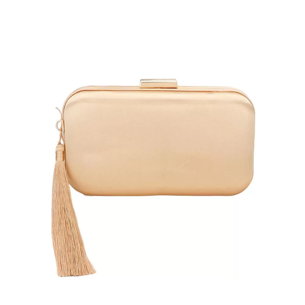 Tassel Pointed Solid Clutch Crossbody Bag