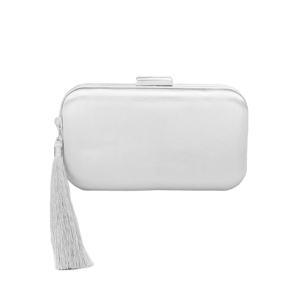 Tassel Pointed Solid Clutch Crossbody Bag