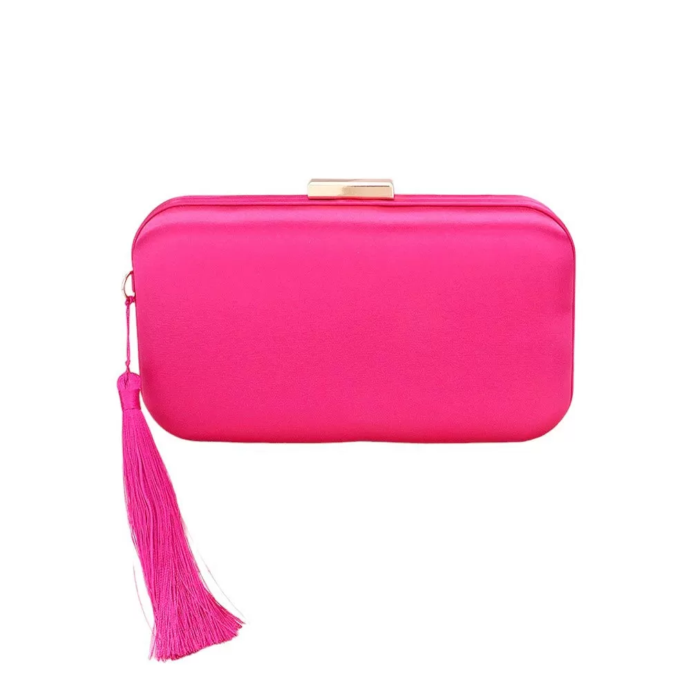 Tassel Pointed Solid Clutch Crossbody Bag