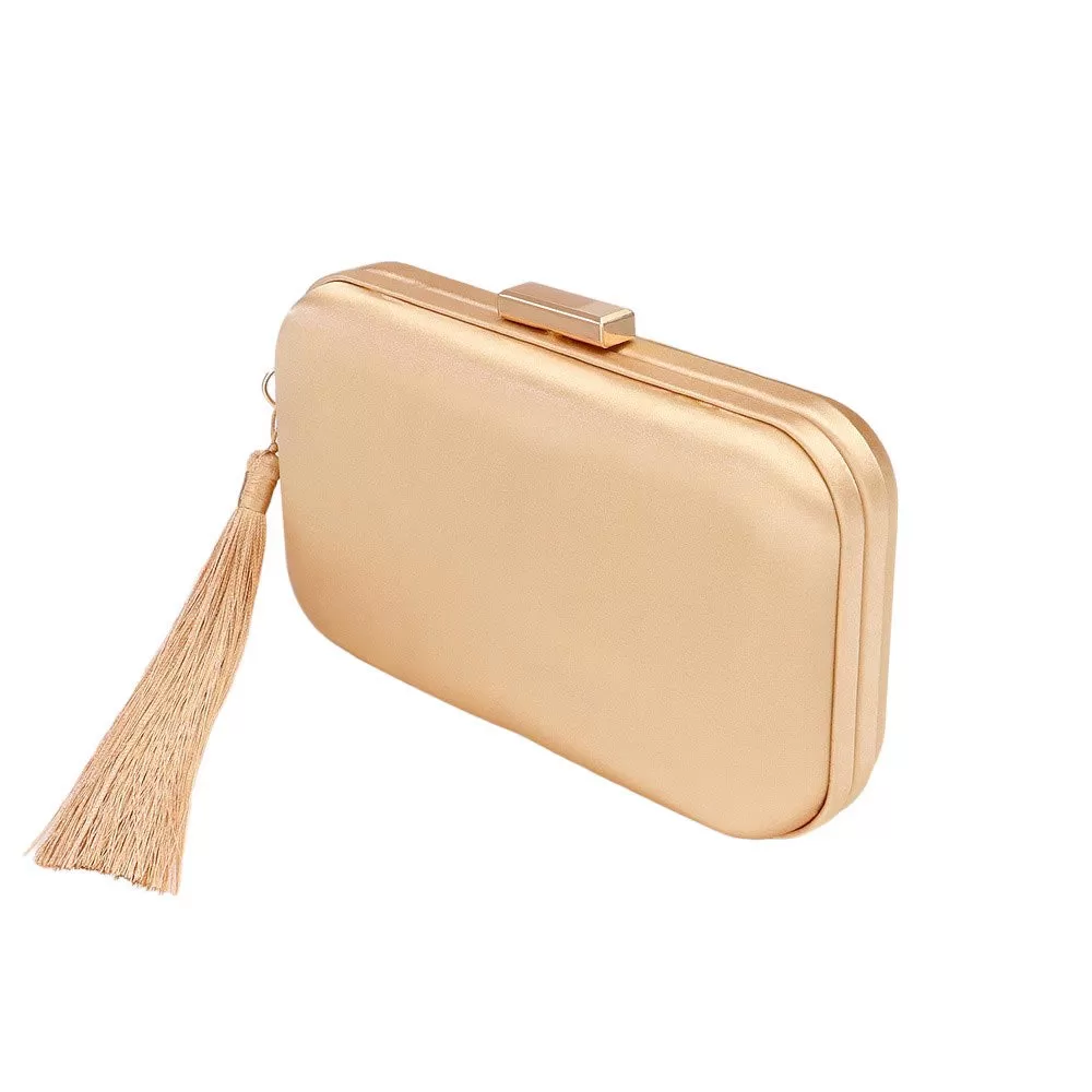 Tassel Pointed Solid Clutch Crossbody Bag