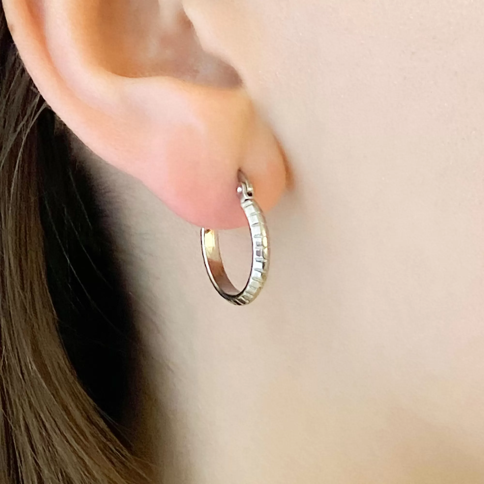 TAWNYA silver charm hoop earrings